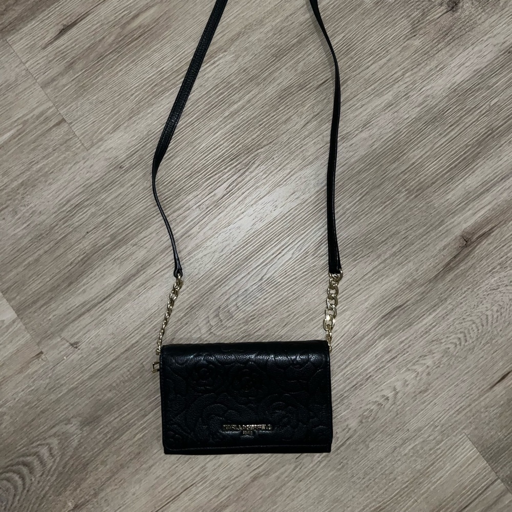Karl Lagerfeld black wallet on chain rose detail - Picture 5 of 6